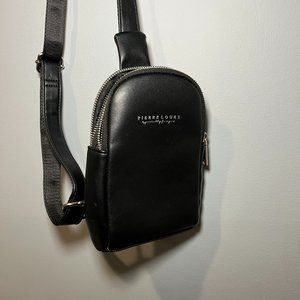 Like New Black Faux Leather Sling Bag/Crossbody